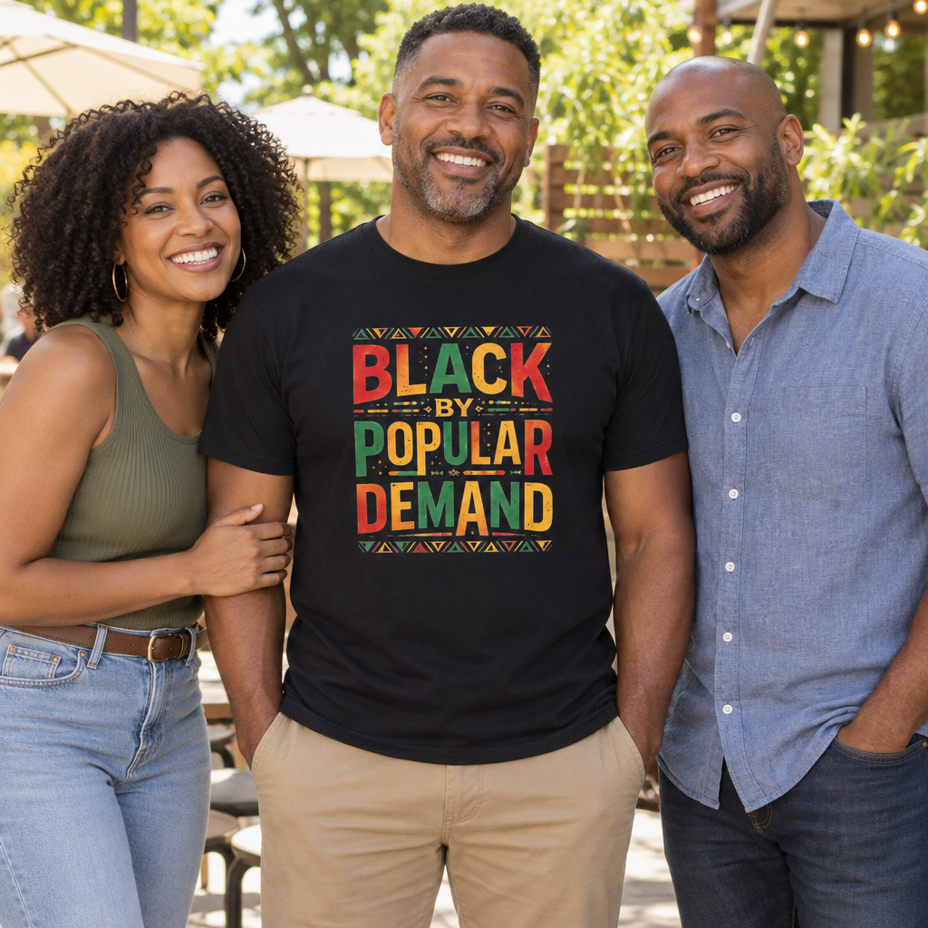 Black By Popular Demand — Black T-Shirt — lifestyle group