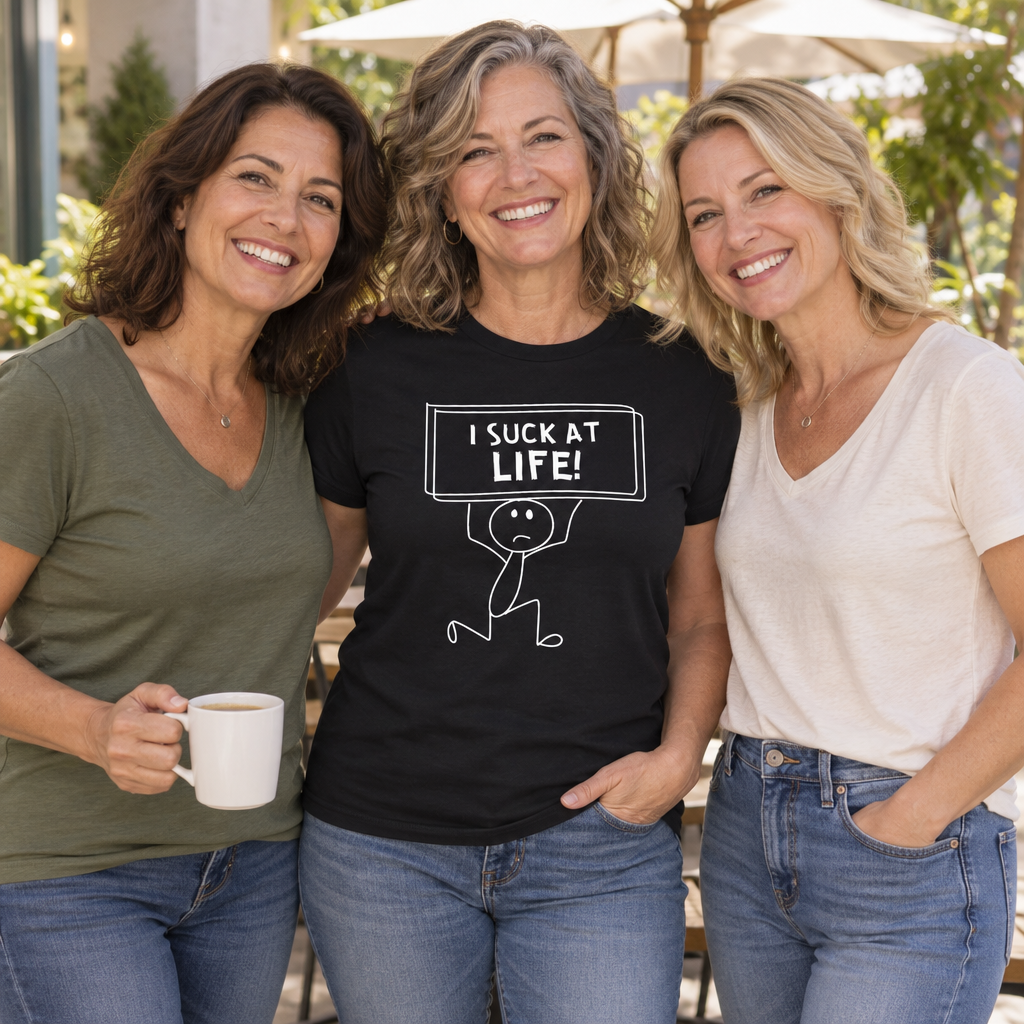 I Suck At Life Funny — Black T-Shirt — lifestyle group
