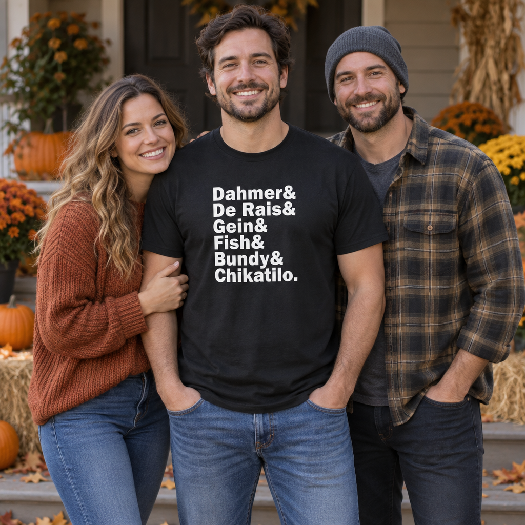 Serial Killer Names — Black T-Shirt — lifestyle group
