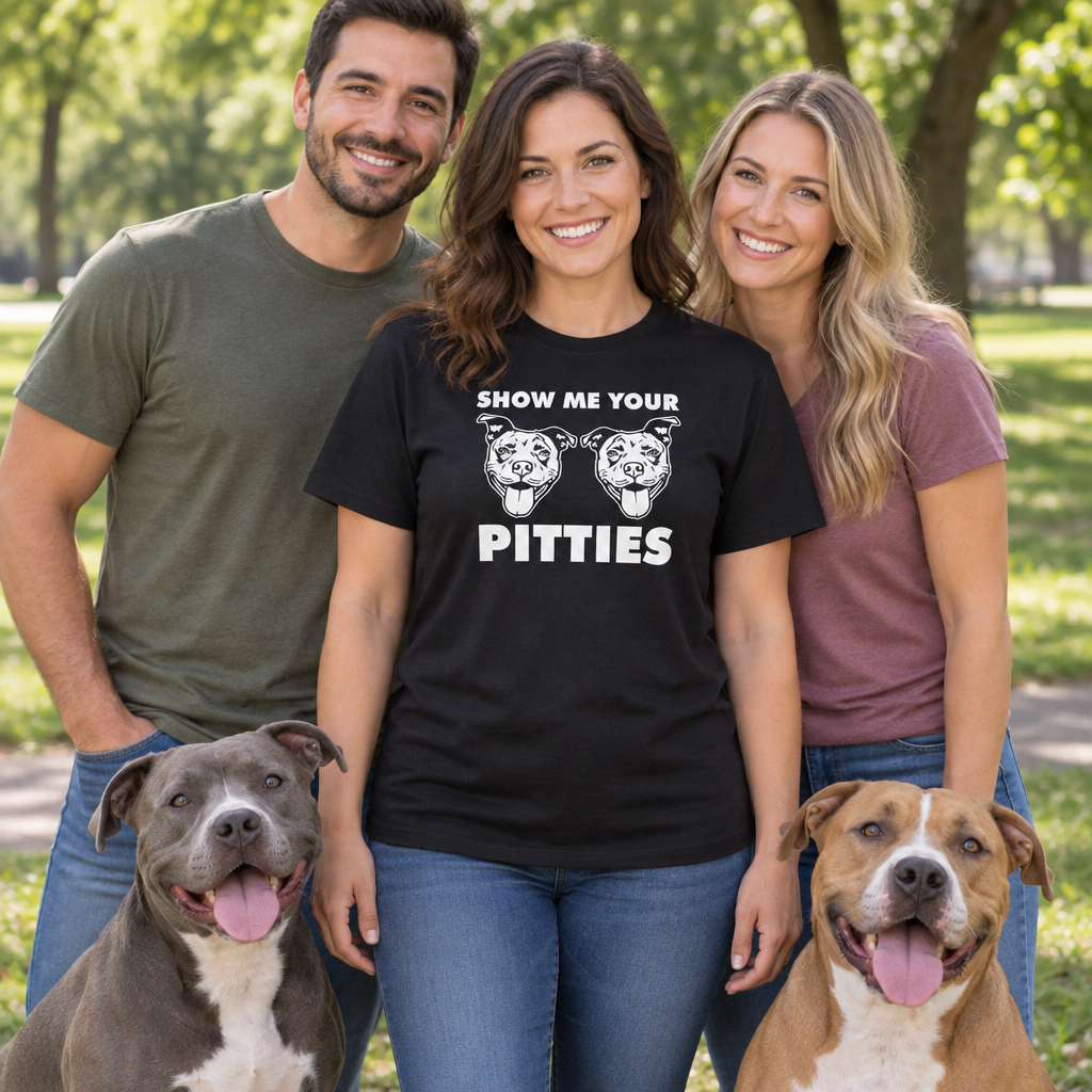 Show Me Your Pitties — Black T-Shirt — lifestyle group