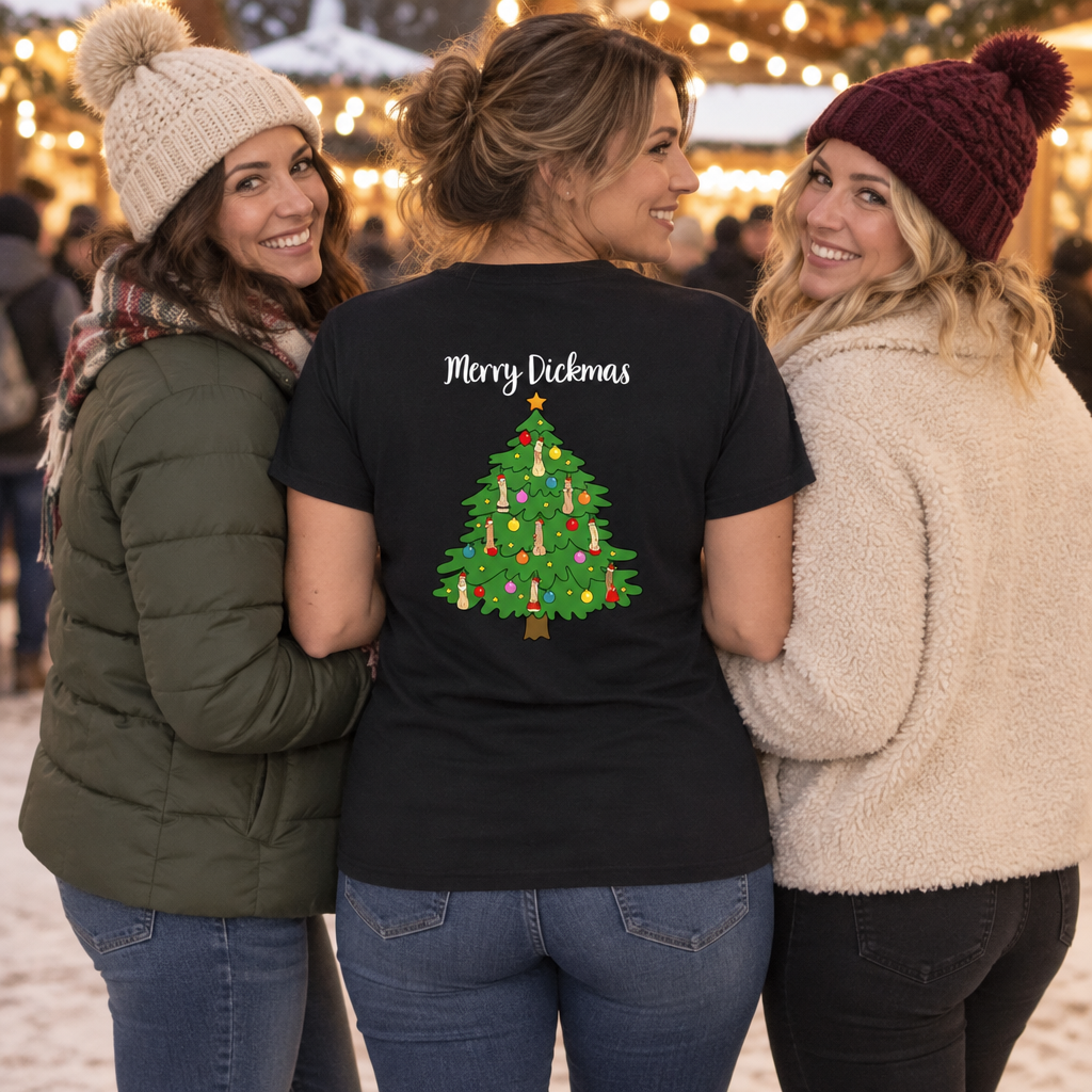 Merry Dickmas — Black T-Shirt — lifestyle group