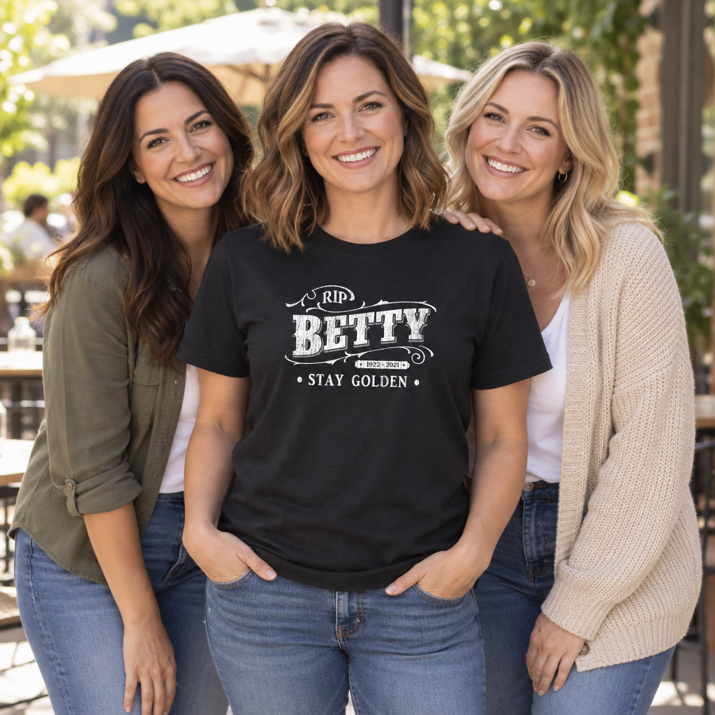 RIP Betty Stay Golden — Black T-Shirt — lifestyle group