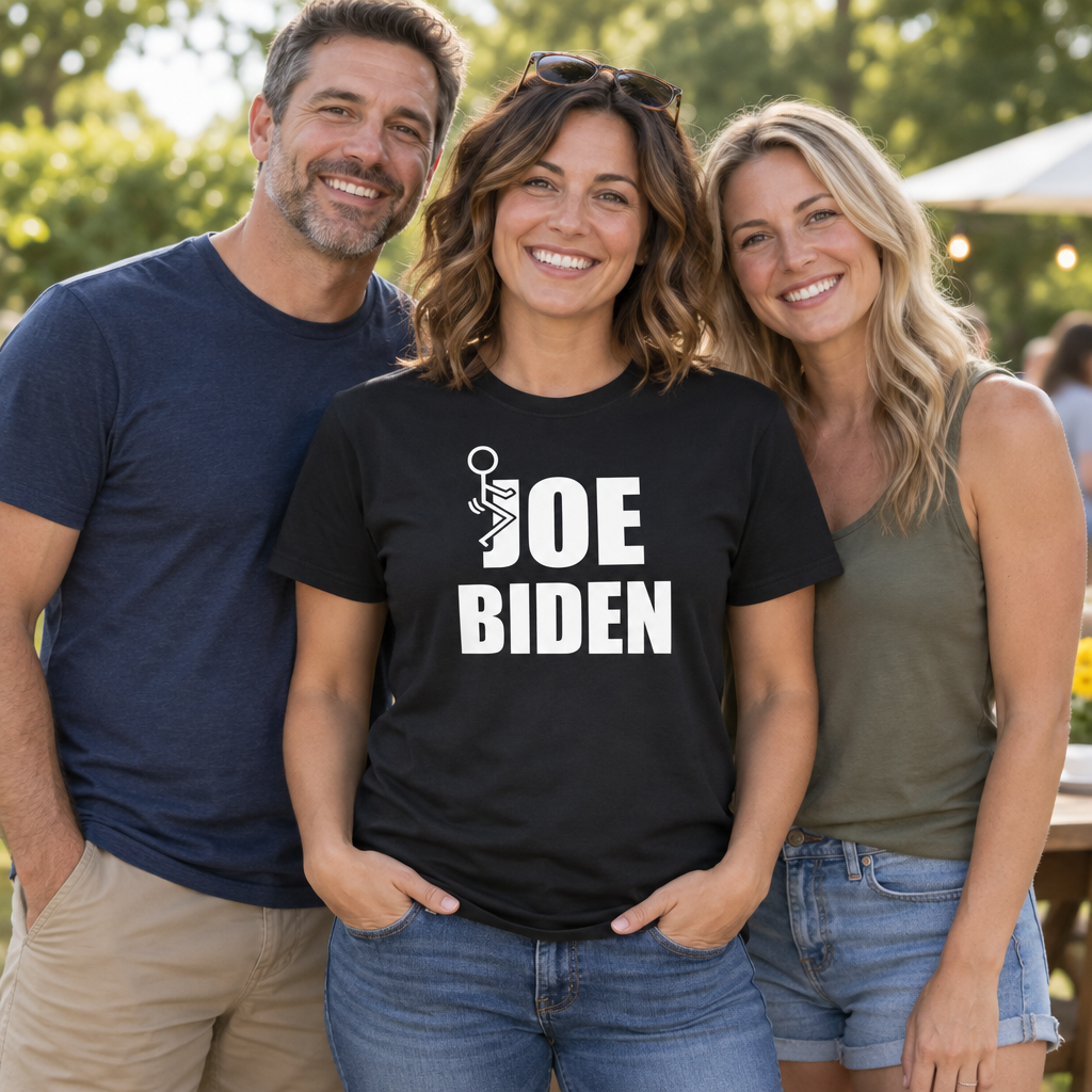 Joe Biden Stick Figure — Black T-Shirt — lifestyle group