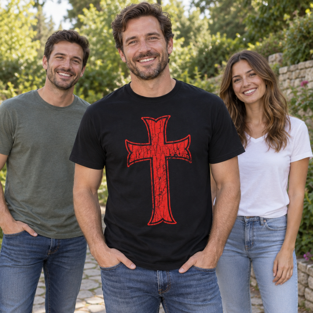 Knights Templar Cross Ephesians 6:11 — Black T-Shirt — lifestyle group