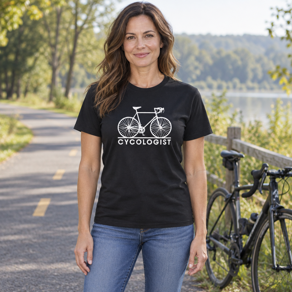 Cycologist Bicycle — Black T-Shirt — lifestyle hero