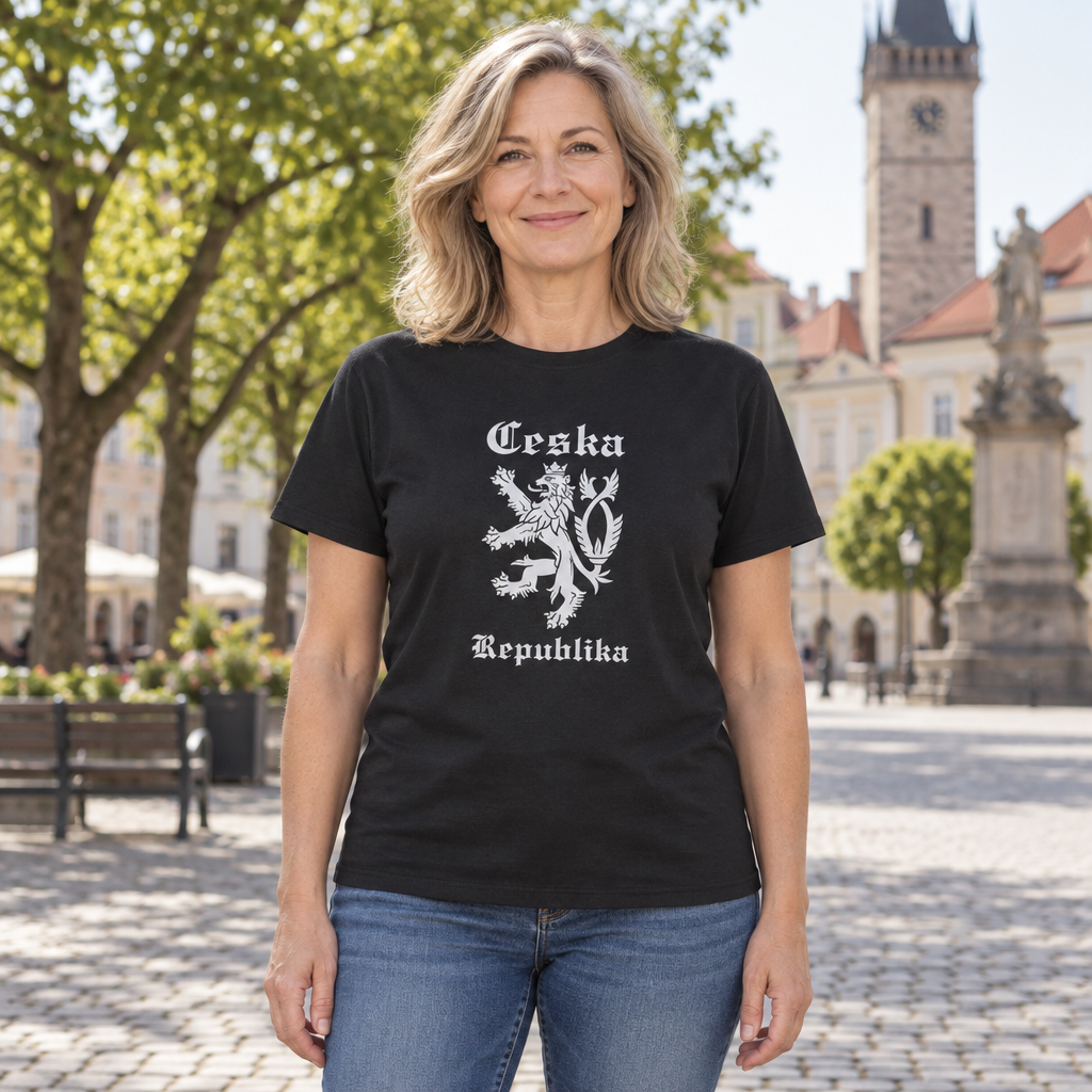 Ceska Republika Lion — Black T-Shirt — lifestyle hero