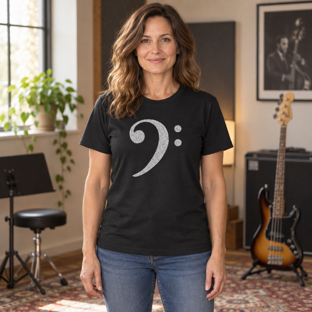 Bass Clef — Black T-Shirt — lifestyle hero