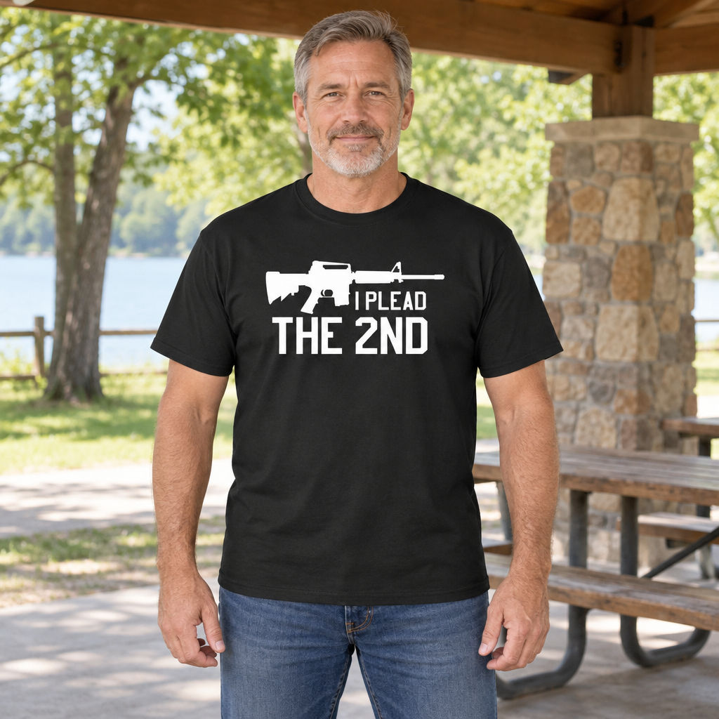 I Plead the 2nd — Black T-Shirt — lifestyle hero