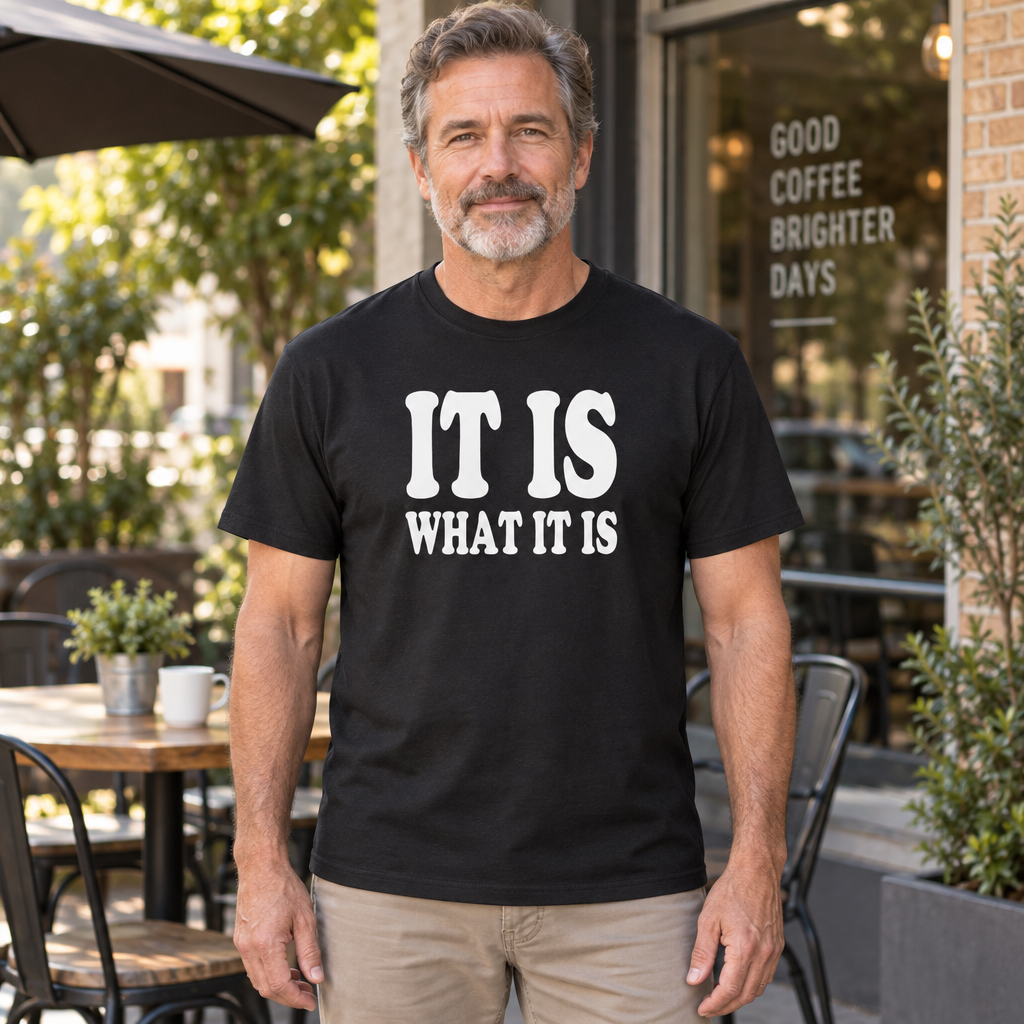It Is What It Is — Black T-Shirt — lifestyle hero