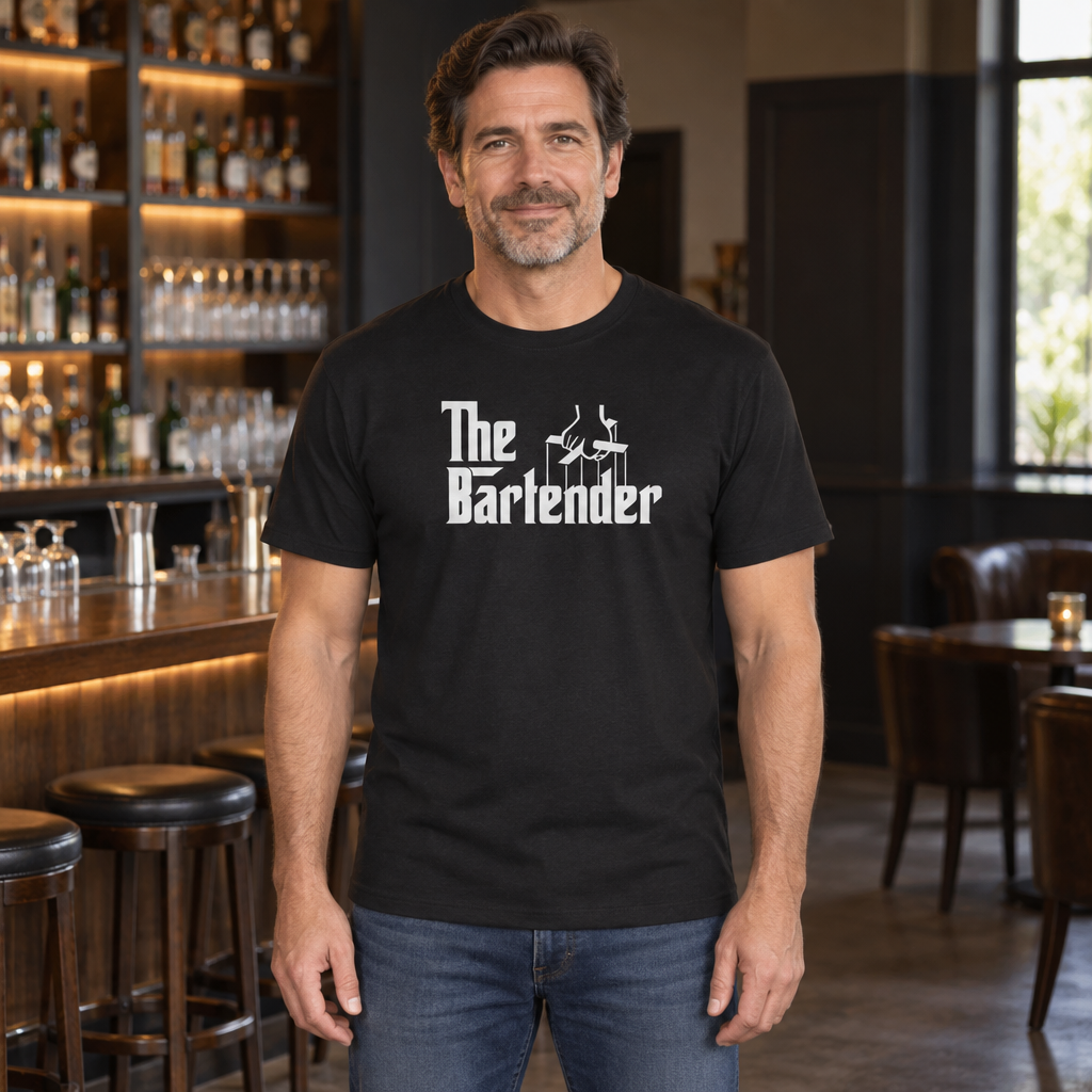 The Bartender — Black T-Shirt — lifestyle hero
