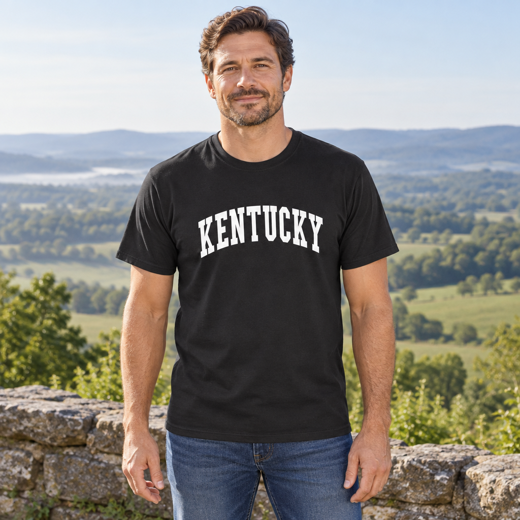 Kentucky Collegiate Letters — Black T-Shirt — lifestyle hero