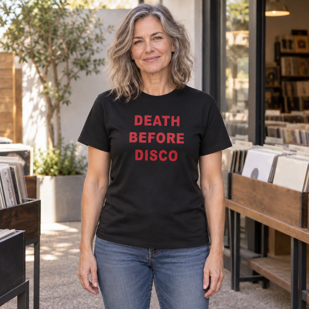 Death Before Disco — Black T-Shirt — lifestyle hero