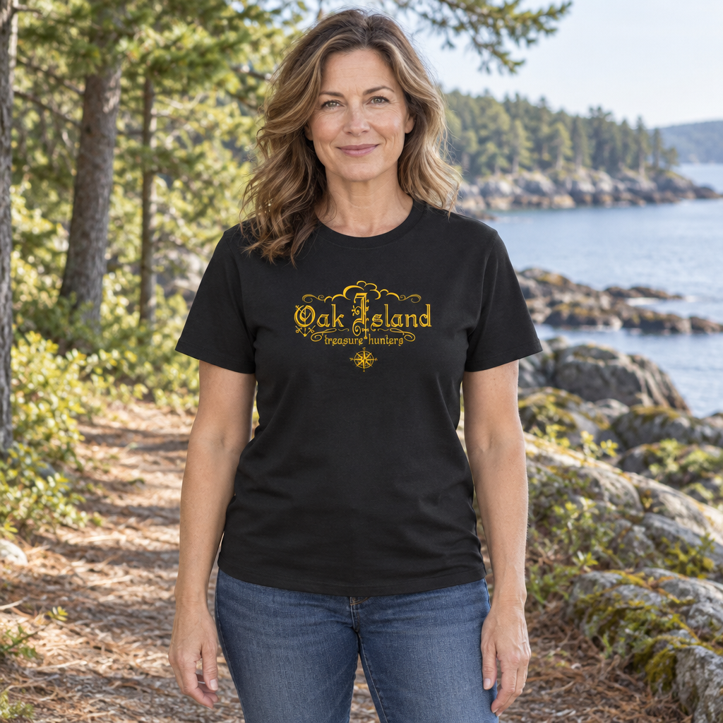 Oak Island Treasure Hunters — Black T-Shirt — lifestyle hero