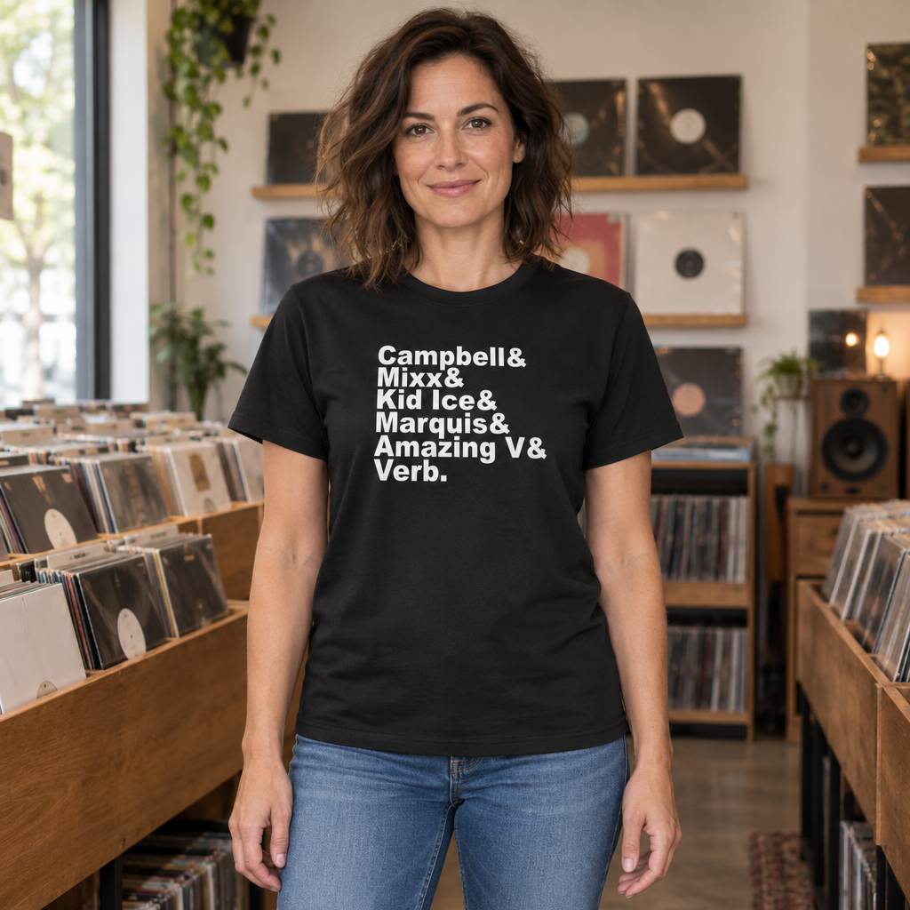 Campbell Mixx Kid Ice Marquis Amazing V Verb Names — Black T-Shirt — lifestyle hero