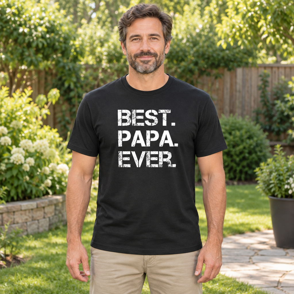 Best Papa Ever — Black T-Shirt — lifestyle hero