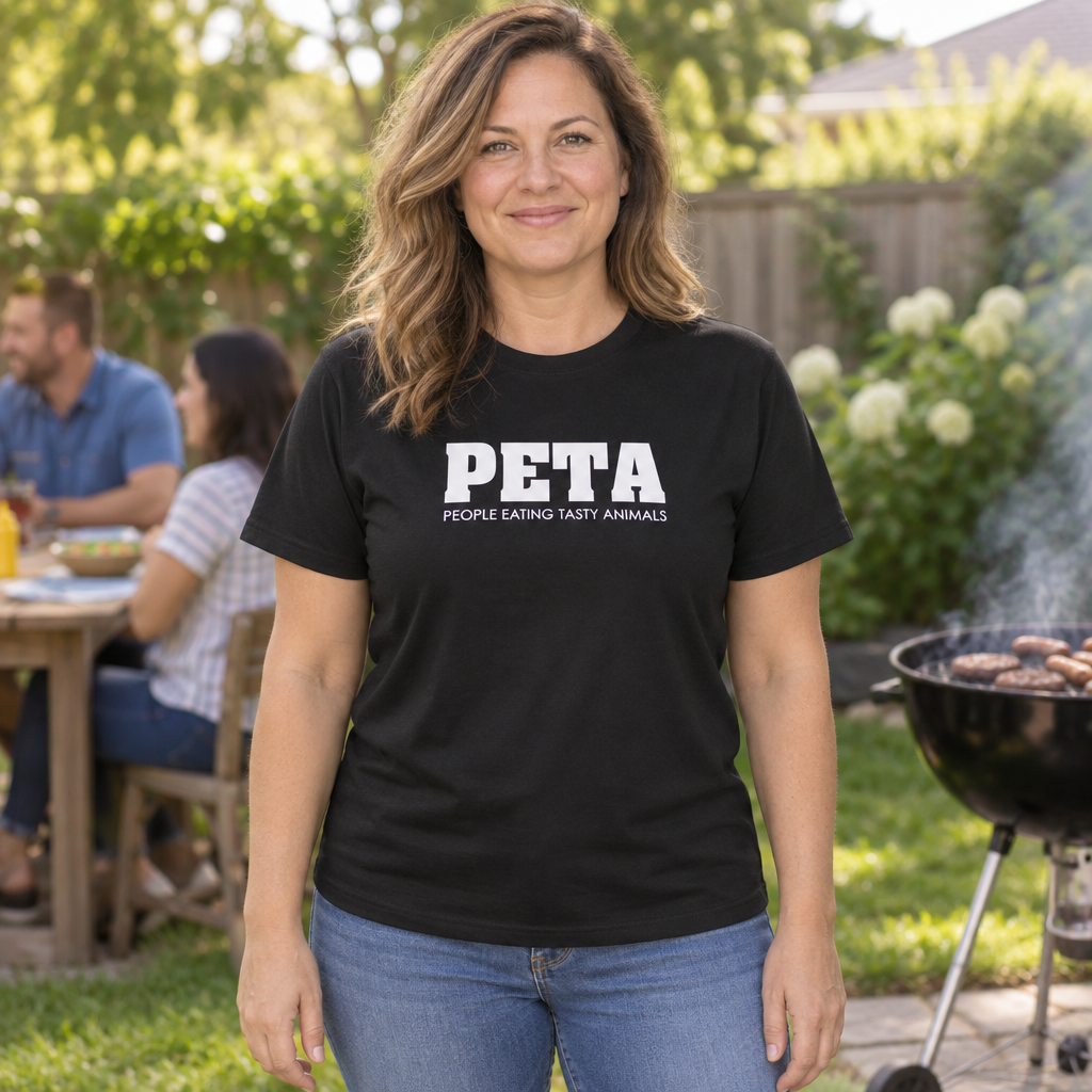 People Eating Tasty Animals — Black T-Shirt — lifestyle hero