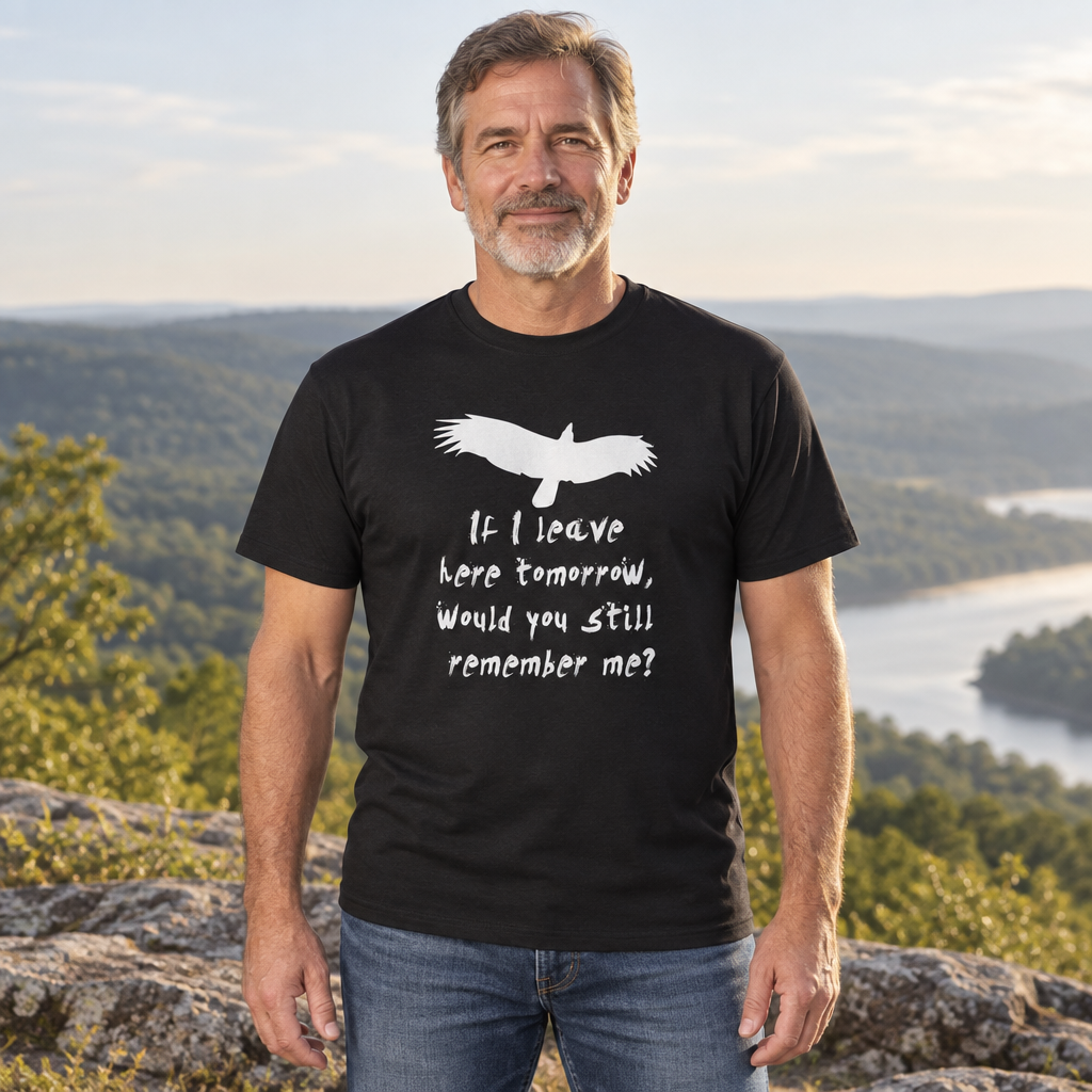 If I Leave Here Tomorrow Bird — Black T-Shirt — lifestyle hero