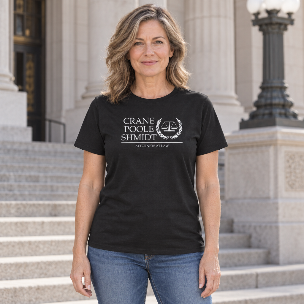 Crane Poole Schmidt Attorneys at Law — Black T-Shirt — lifestyle hero