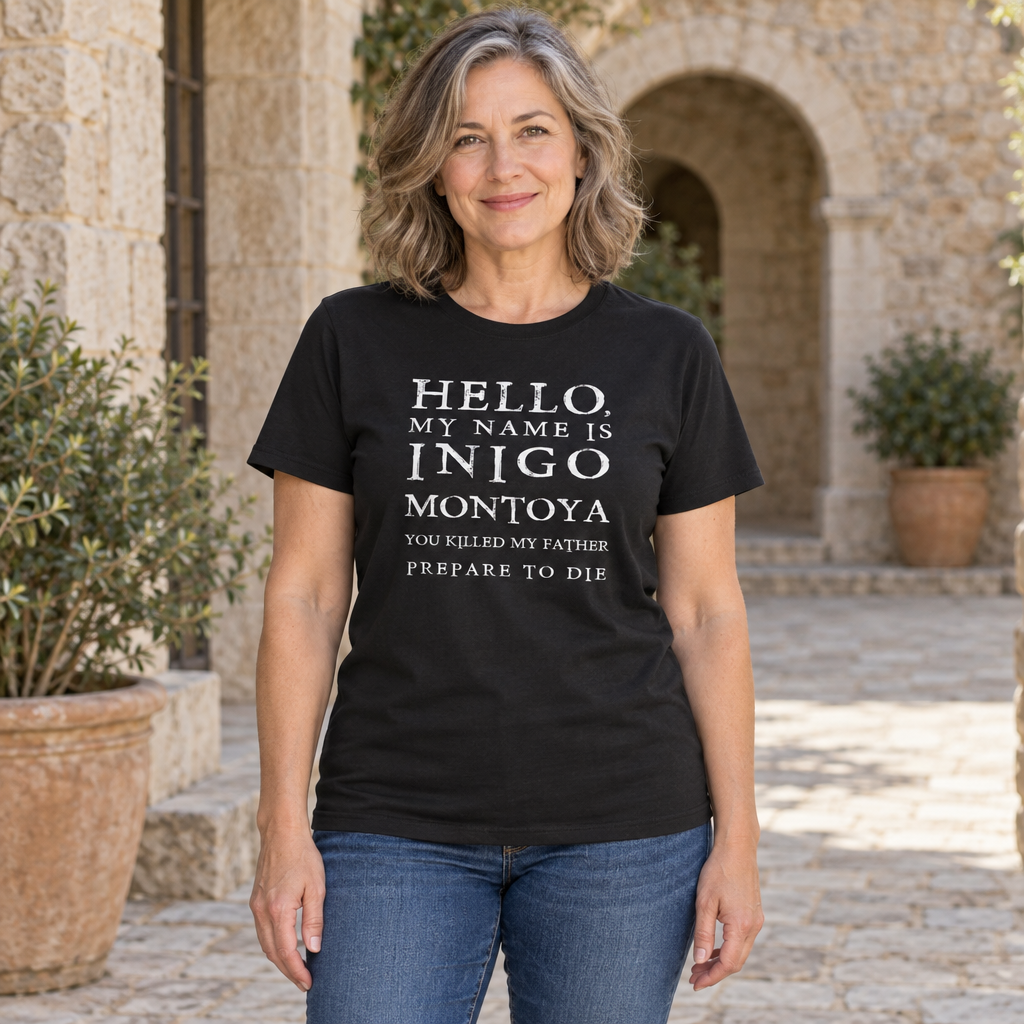 Hello My Name Is Inigo Montoya — Black T-Shirt — lifestyle hero