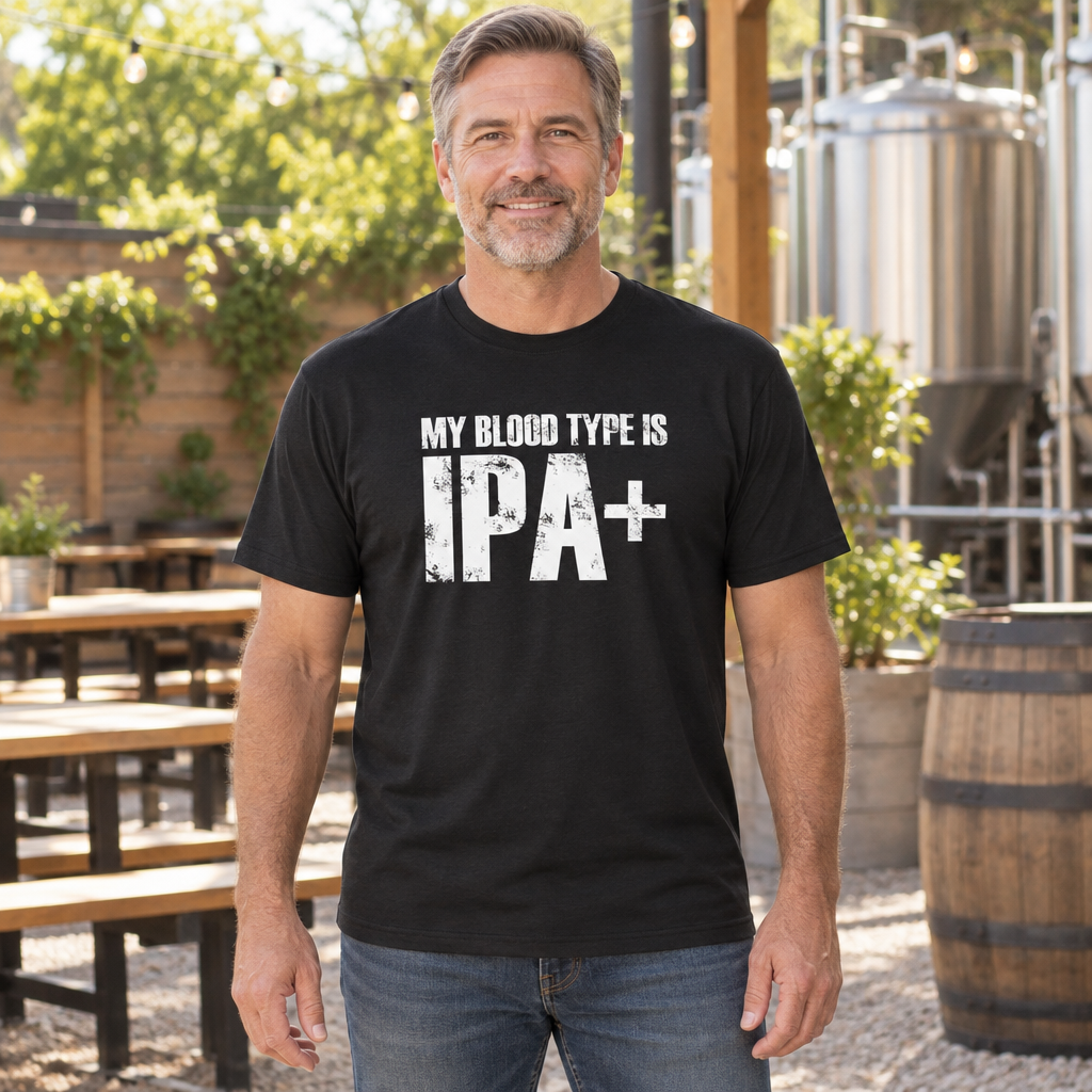 My Blood Type Is IPA — Black T-Shirt — lifestyle hero