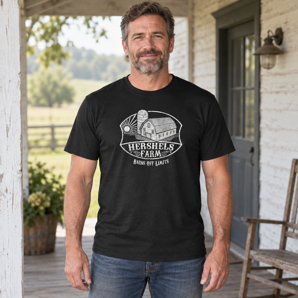 Hershel's Farm — Black T-Shirt — lifestyle hero
