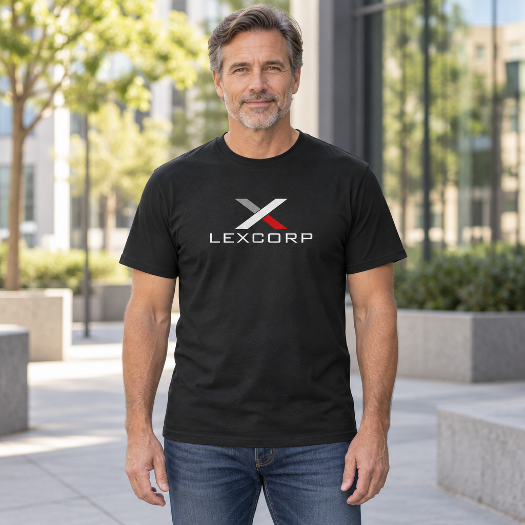 Lexcorp — Black T-Shirt — lifestyle hero