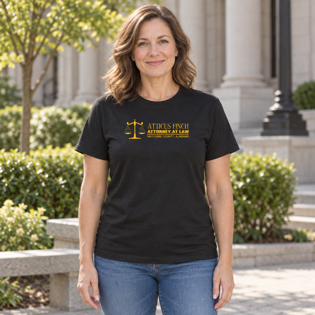 Atticus Finch Attorney at Law — Black T-Shirt — lifestyle hero