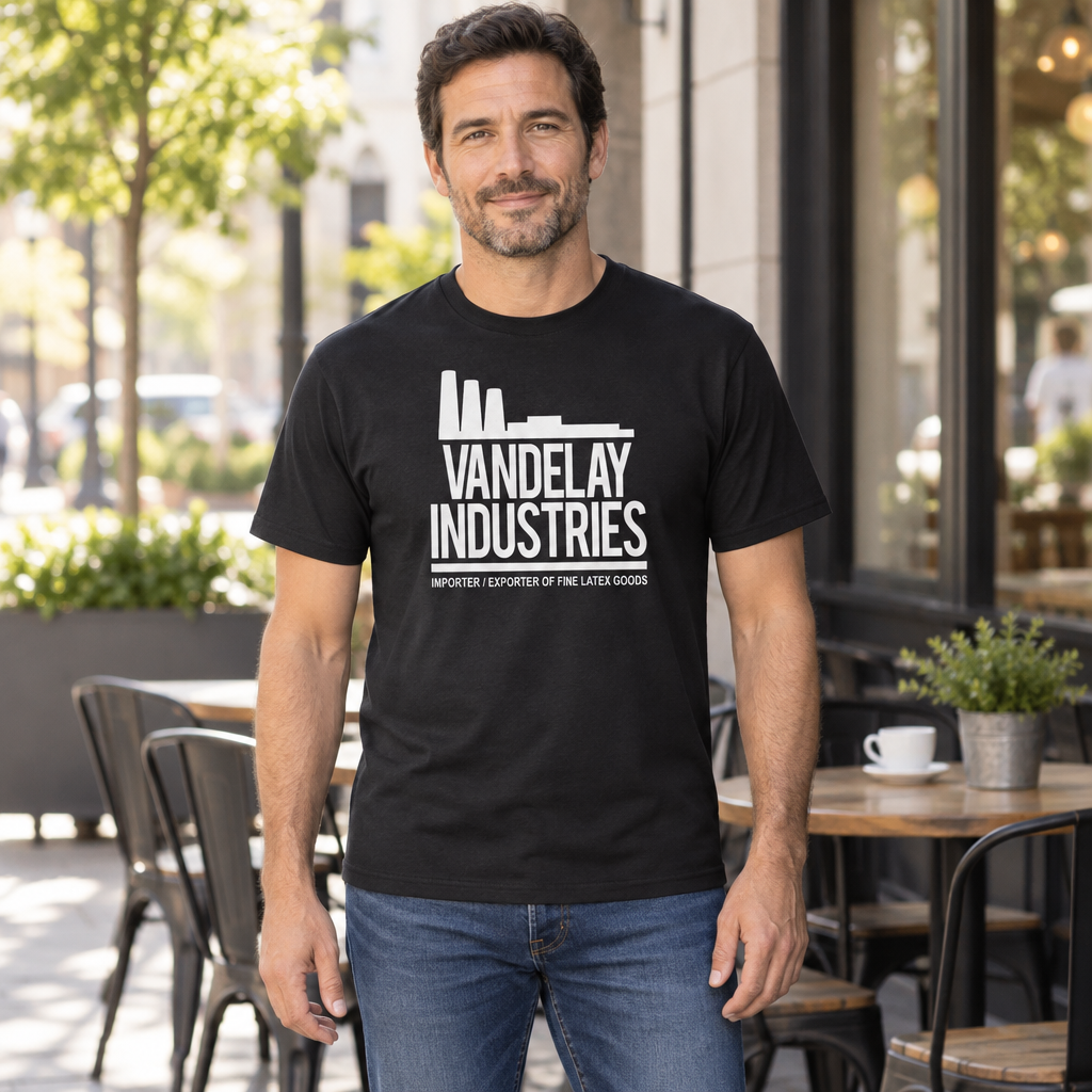 Vandelay Industries — Black T-Shirt — lifestyle hero