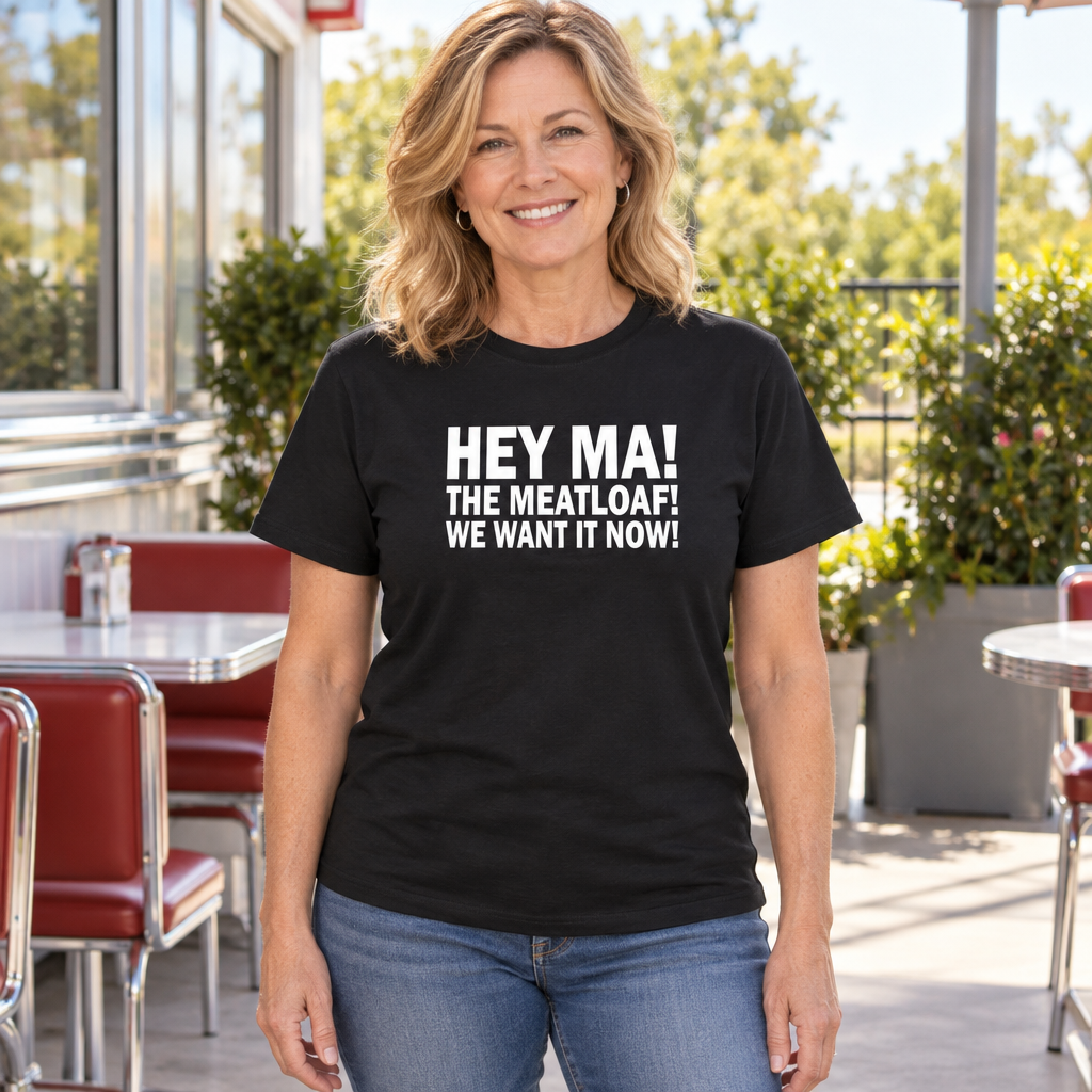 Hey Ma the Meatloaf — Black T-Shirt — lifestyle hero