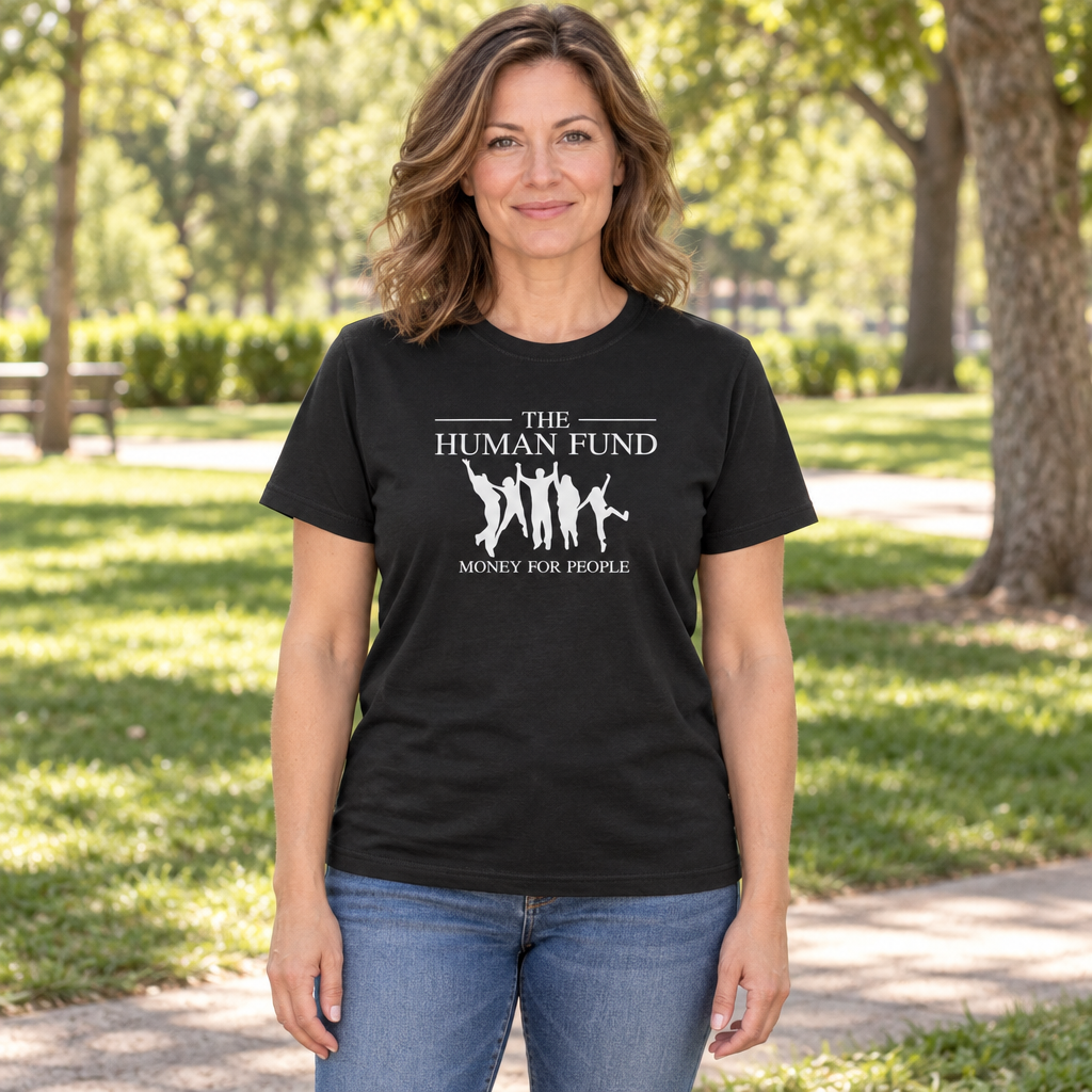 The Human Fund — Black T-Shirt — lifestyle hero