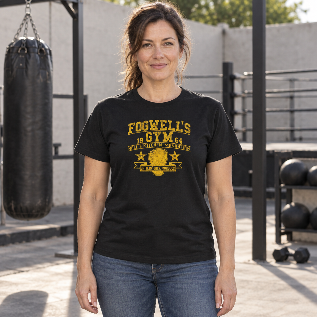Fogwell's Gym — Black T-Shirt — lifestyle hero
