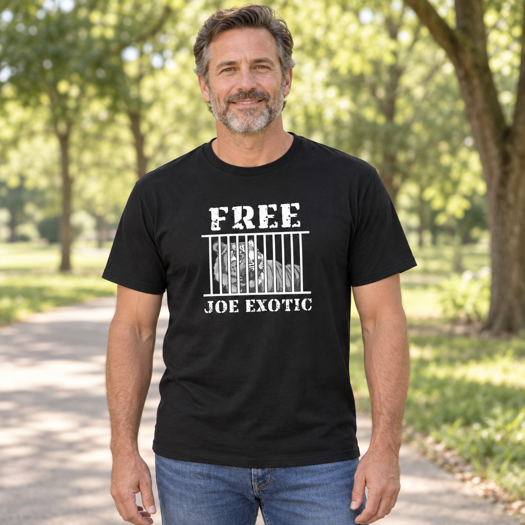 Free Joe Exotic — Black T-Shirt — lifestyle hero