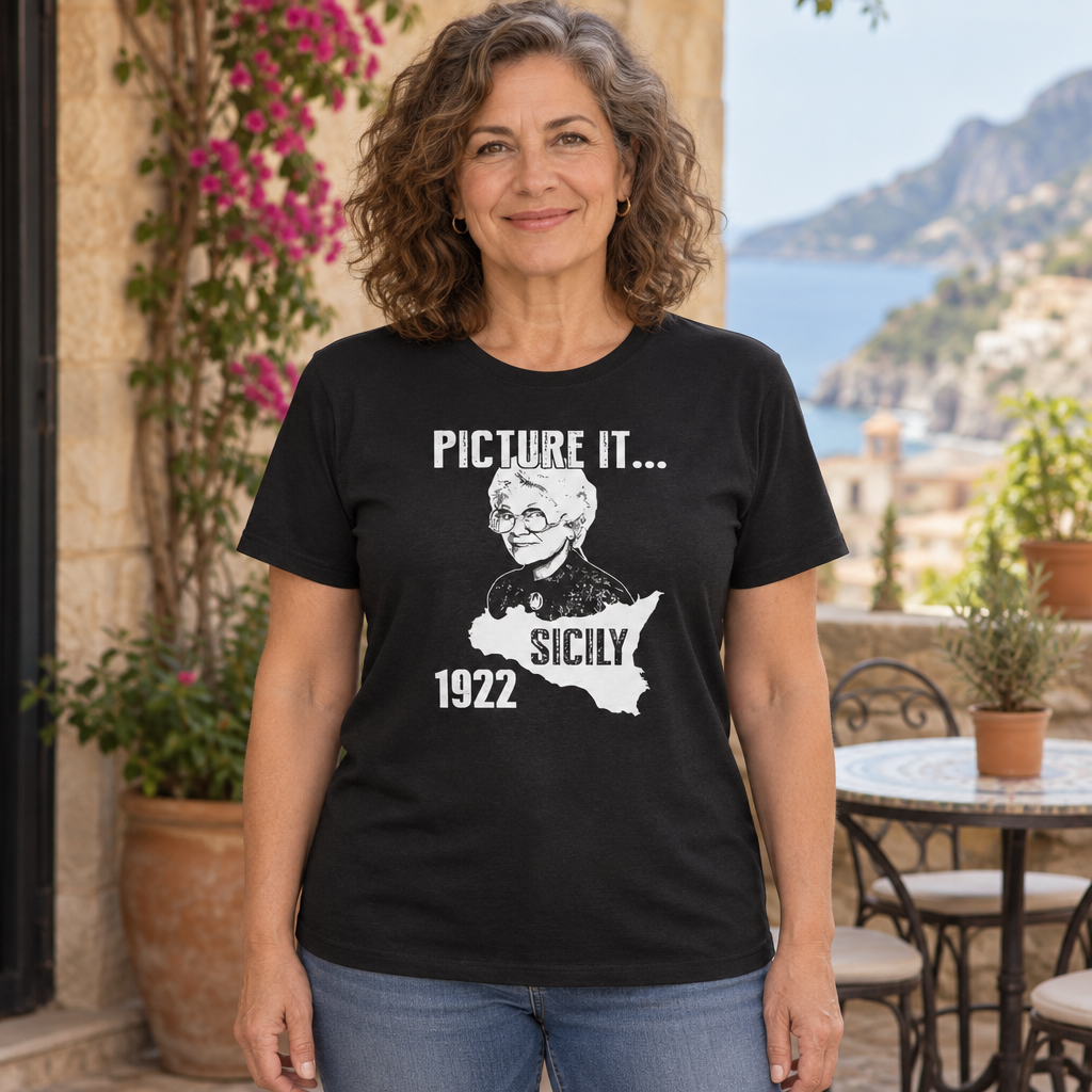 Picture It Sicily 1922 — Black T-Shirt — lifestyle hero