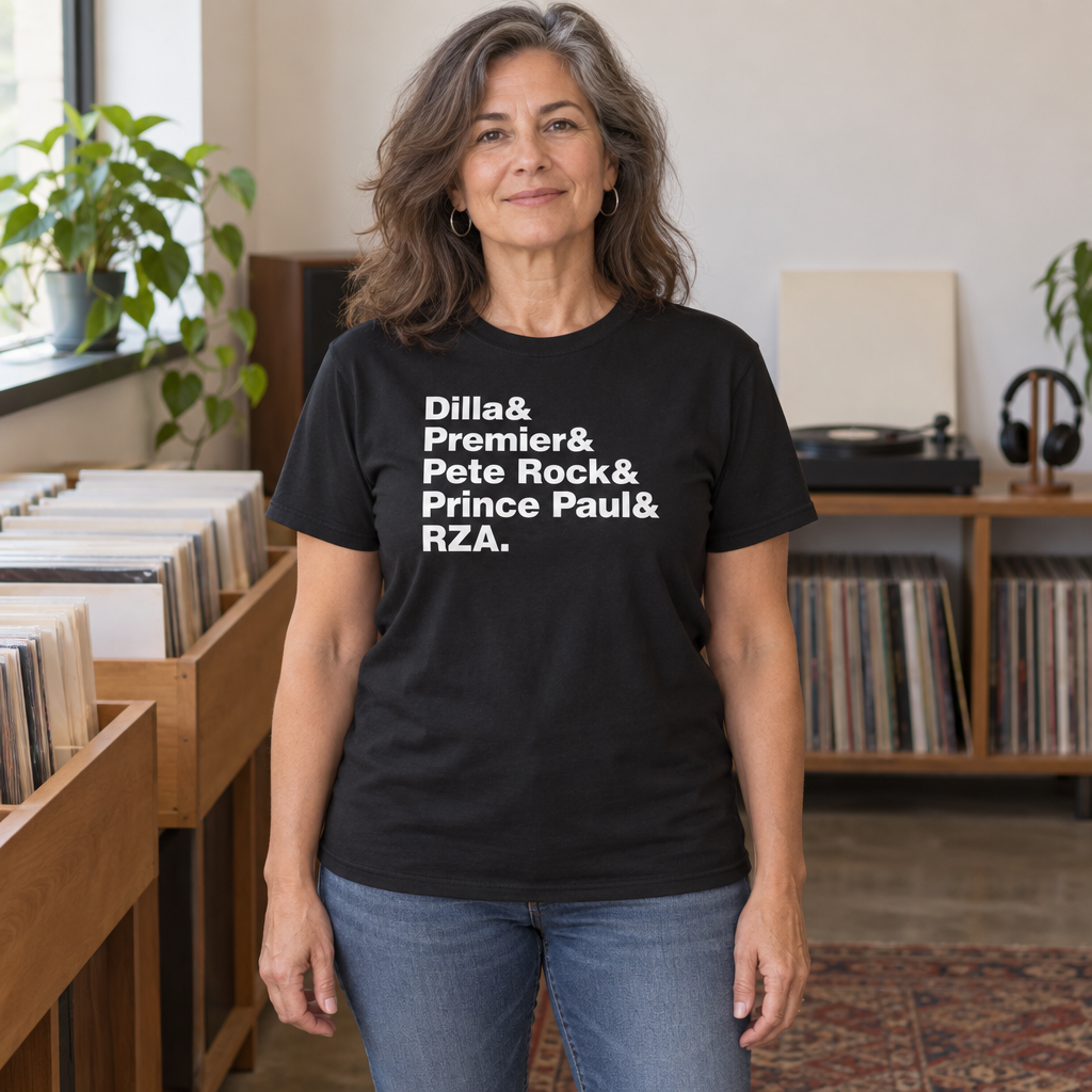 Dilla Premier Pete Rock Prince Paul RZA Names — Black T-Shirt — lifestyle hero
