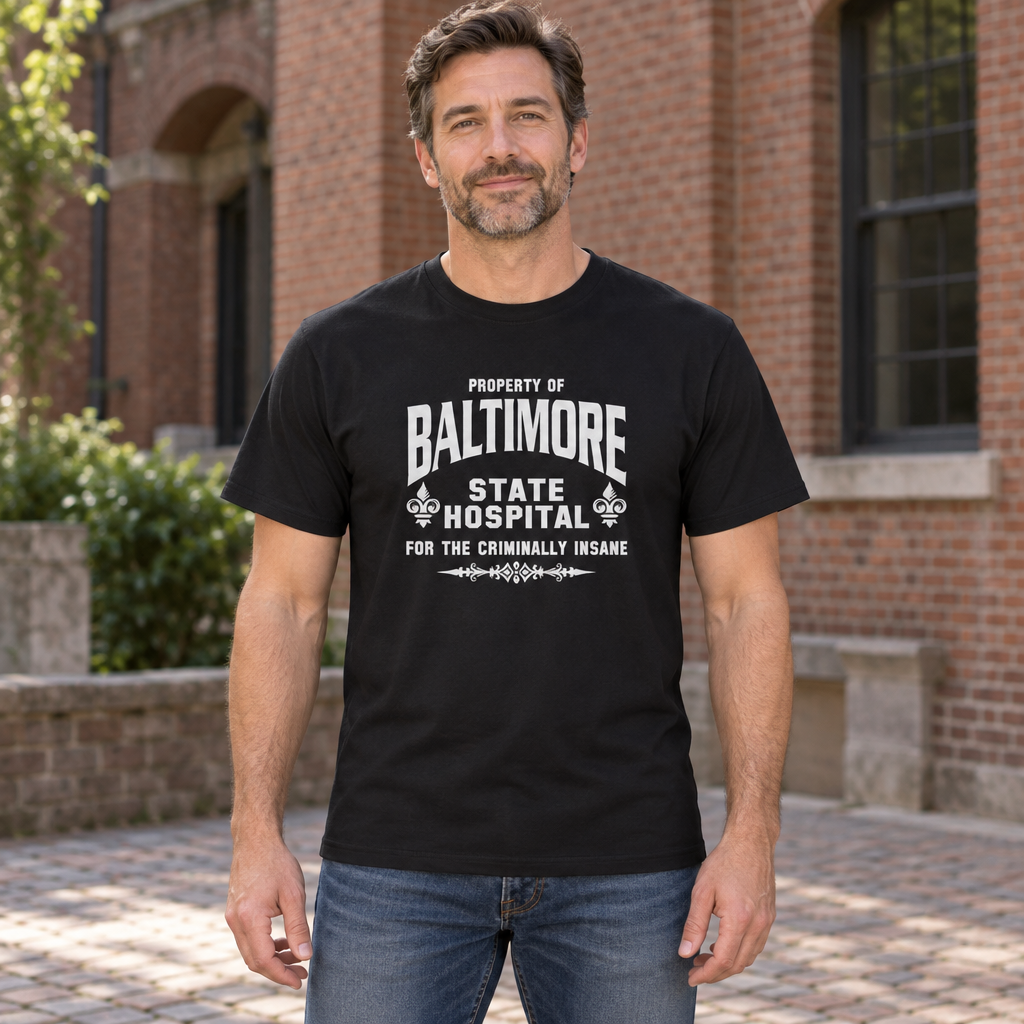 Baltimore State Hospital — Black T-Shirt — lifestyle hero