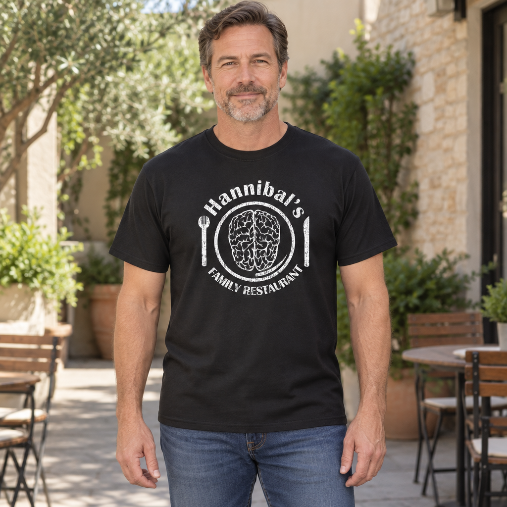 Hannibal's Family Restaurant — Black T-Shirt — lifestyle hero