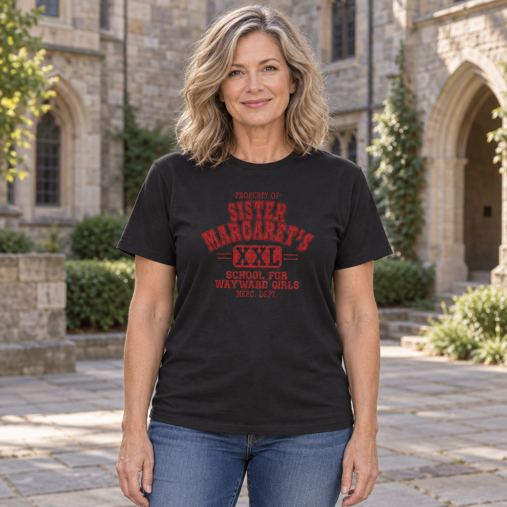Sister Margaret's School — Black T-Shirt — lifestyle hero