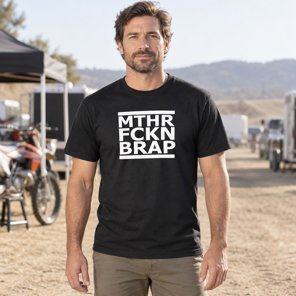 MTHR FCKN BRAP — Black T-Shirt — lifestyle hero