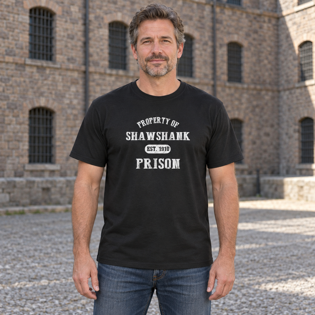 Property of Shawshank Prison — Black T-Shirt — lifestyle hero