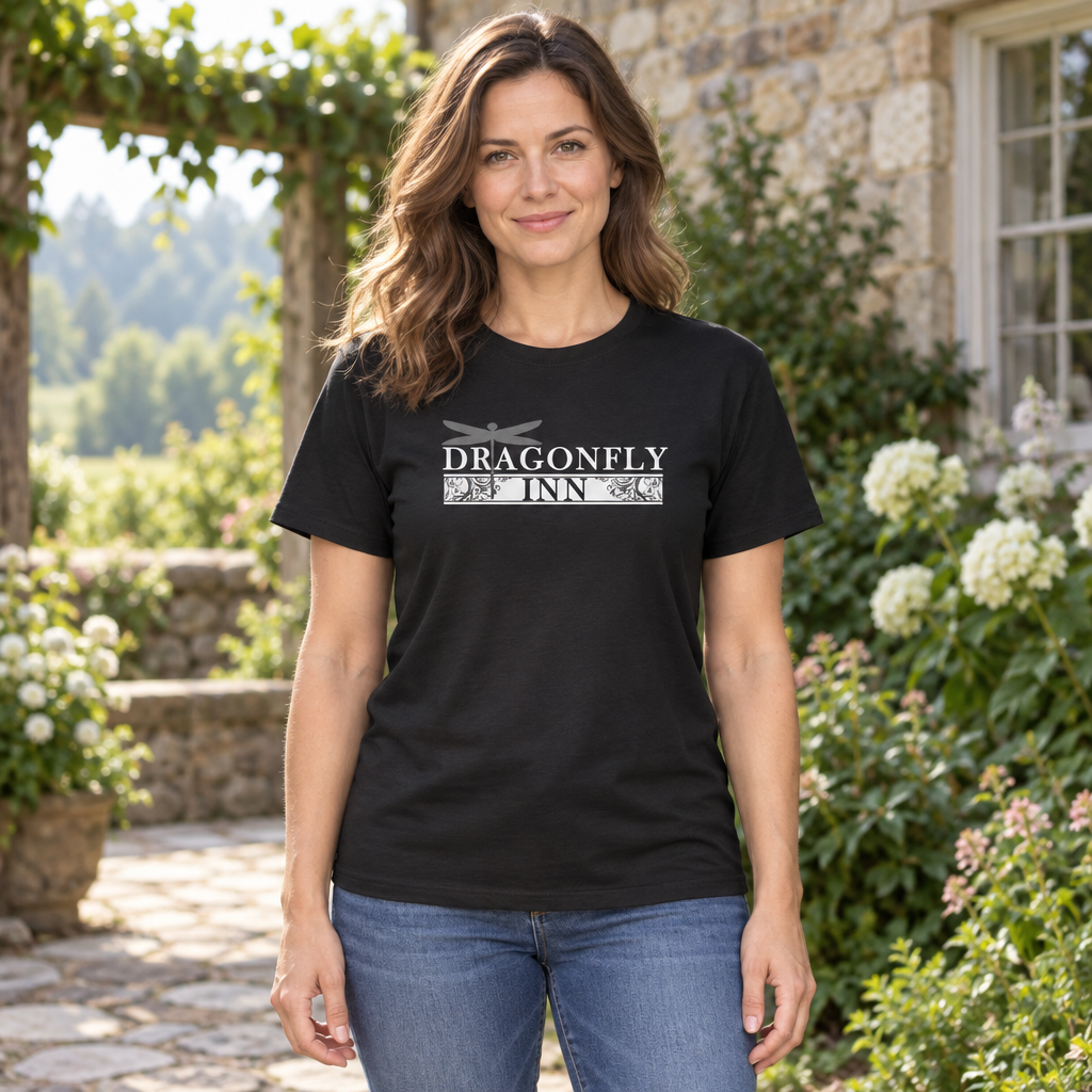 Dragonfly Inn — Black T-Shirt — lifestyle hero