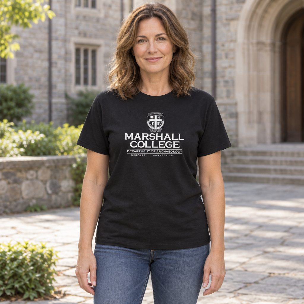 Marshall College Archaeology — Black T-Shirt — lifestyle hero