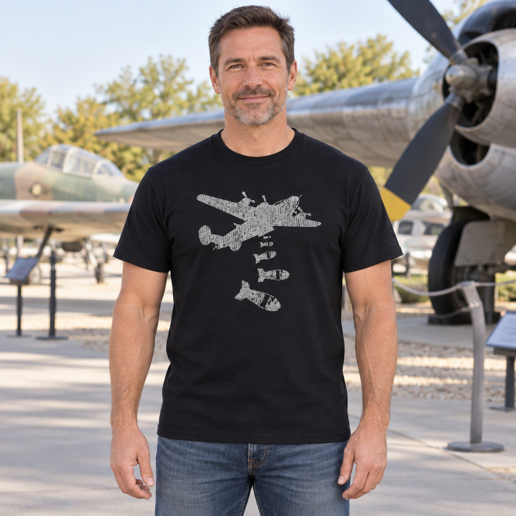 Dropping F Bombs Airplane — Black T-Shirt — lifestyle hero