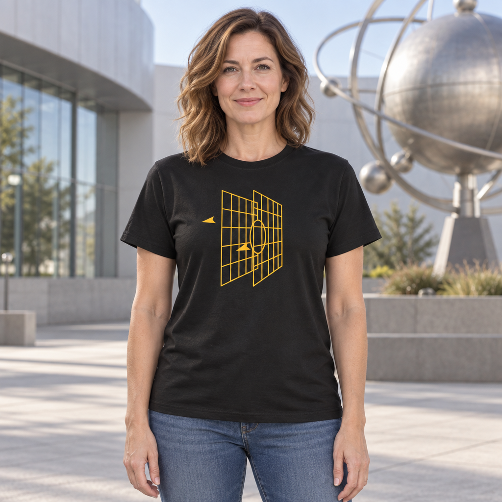 Retro Targeting Computer — Black T-Shirt — lifestyle hero