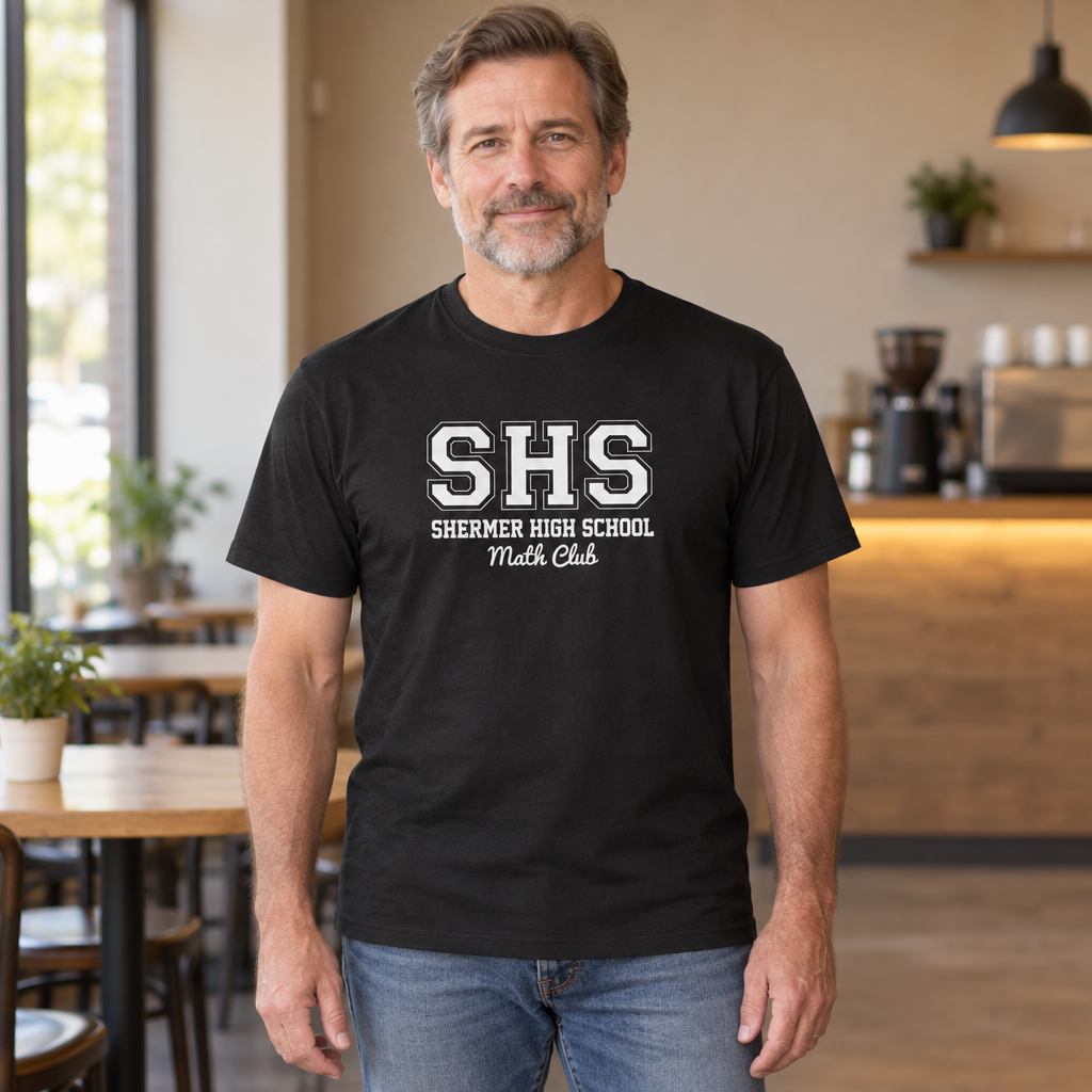 Shermer High School Math Club — Black T-Shirt — lifestyle hero