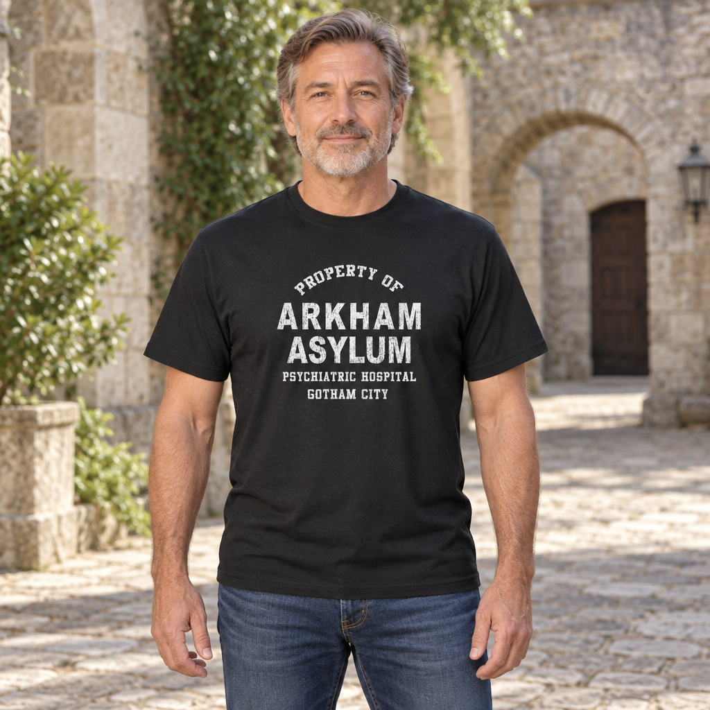 Property of Arkham Asylum — Black T-Shirt — lifestyle hero