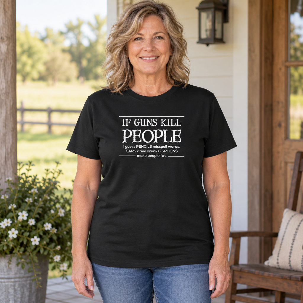 If Guns Kill People Pencils Misspell Words — Black T-Shirt — lifestyle hero