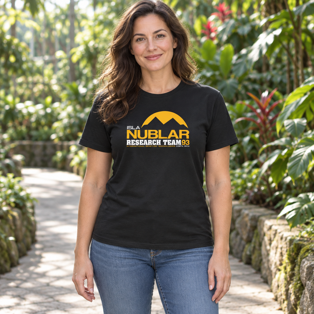 Isla Nublar Research Team 93 — Black T-Shirt — lifestyle hero