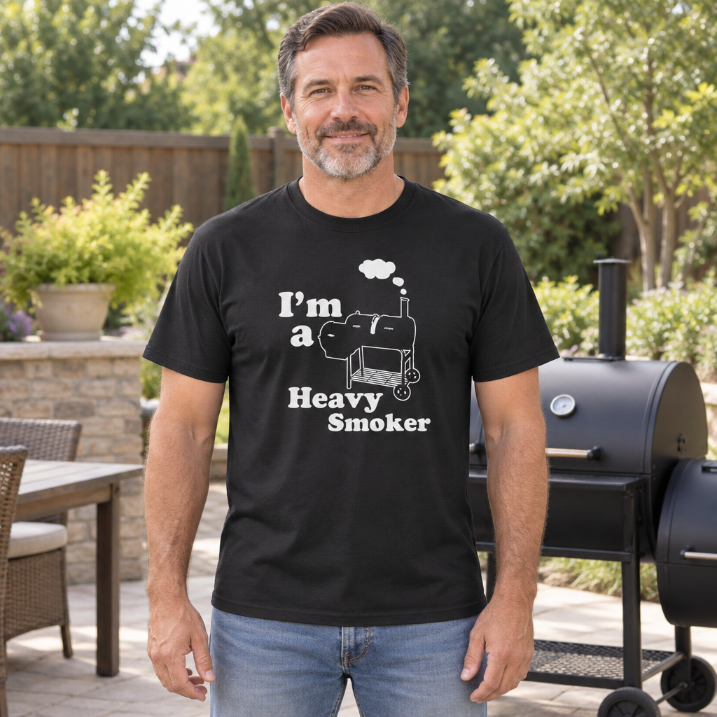 I'm a Heavy Smoker BBQ — Black T-Shirt — lifestyle hero