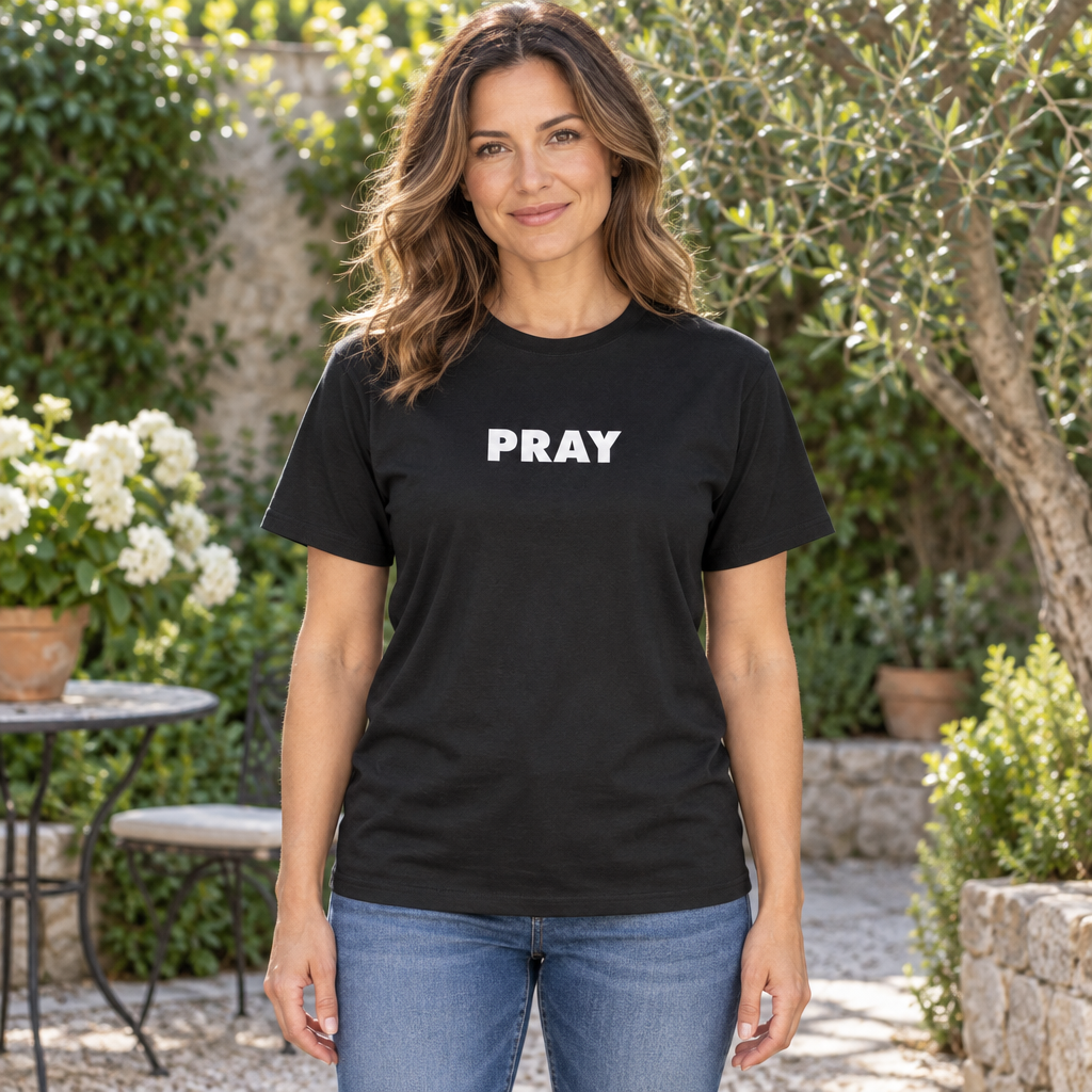 Pray — Black T-Shirt — lifestyle hero