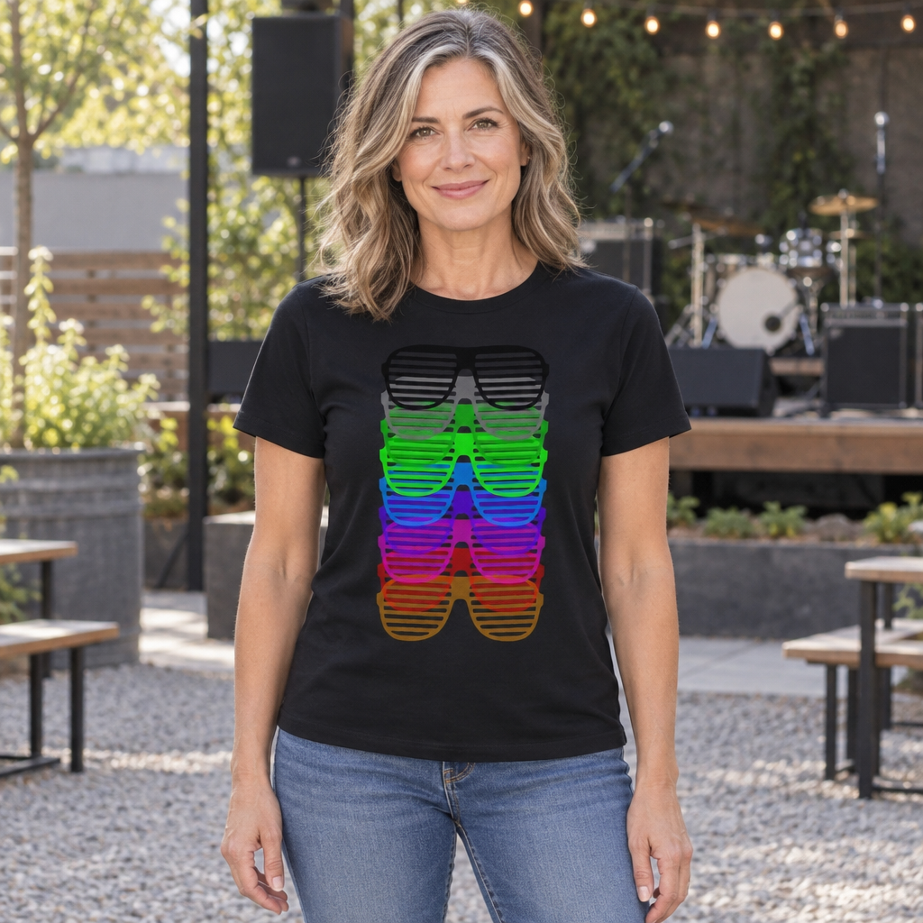 Rainbow Shutter Shades — Black T-Shirt — lifestyle hero